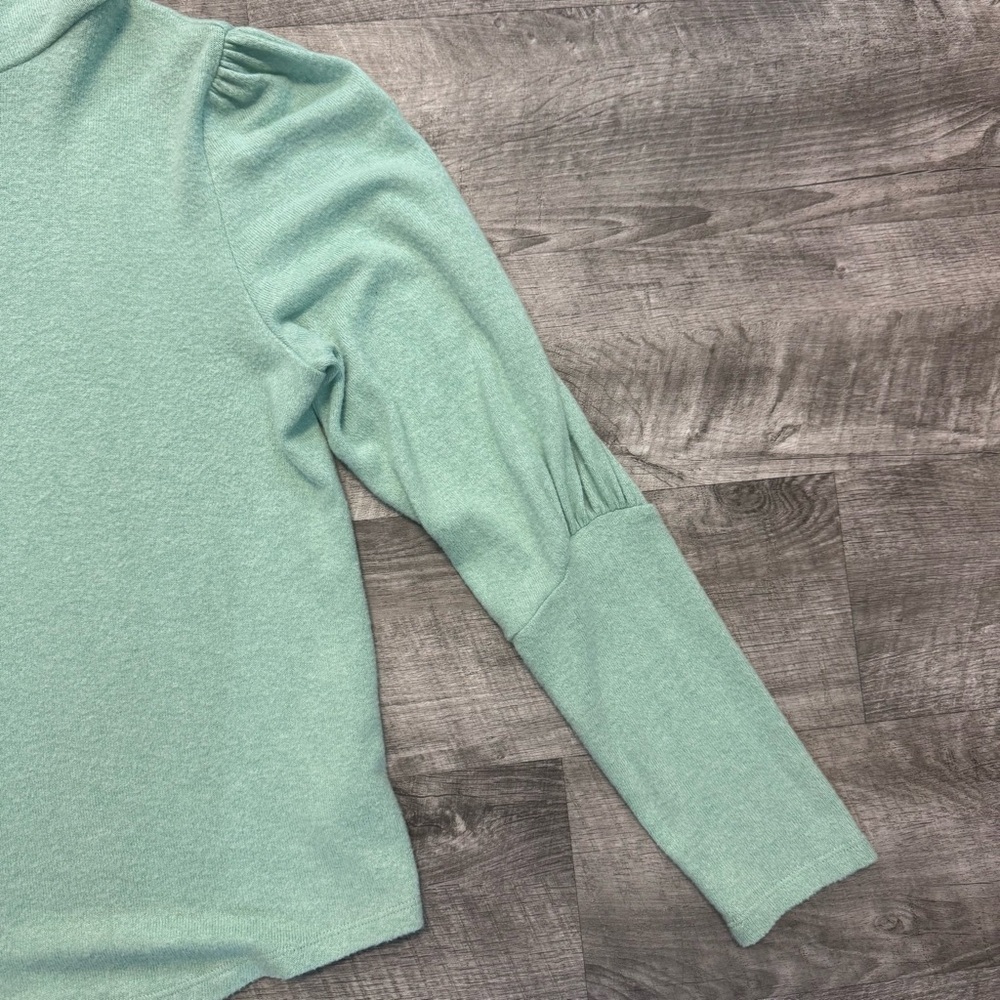 Anthoropologie Puff Balloon Sleeve Turtleneck Mint Green Sweater Womens Sz. S - Picture 6 of 9